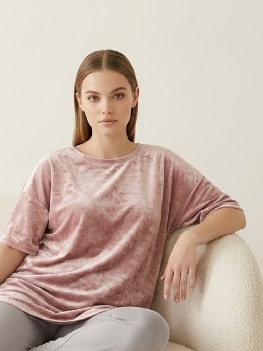 Whimsical Pink Velvet Short Sleeve Tee Plus 3X